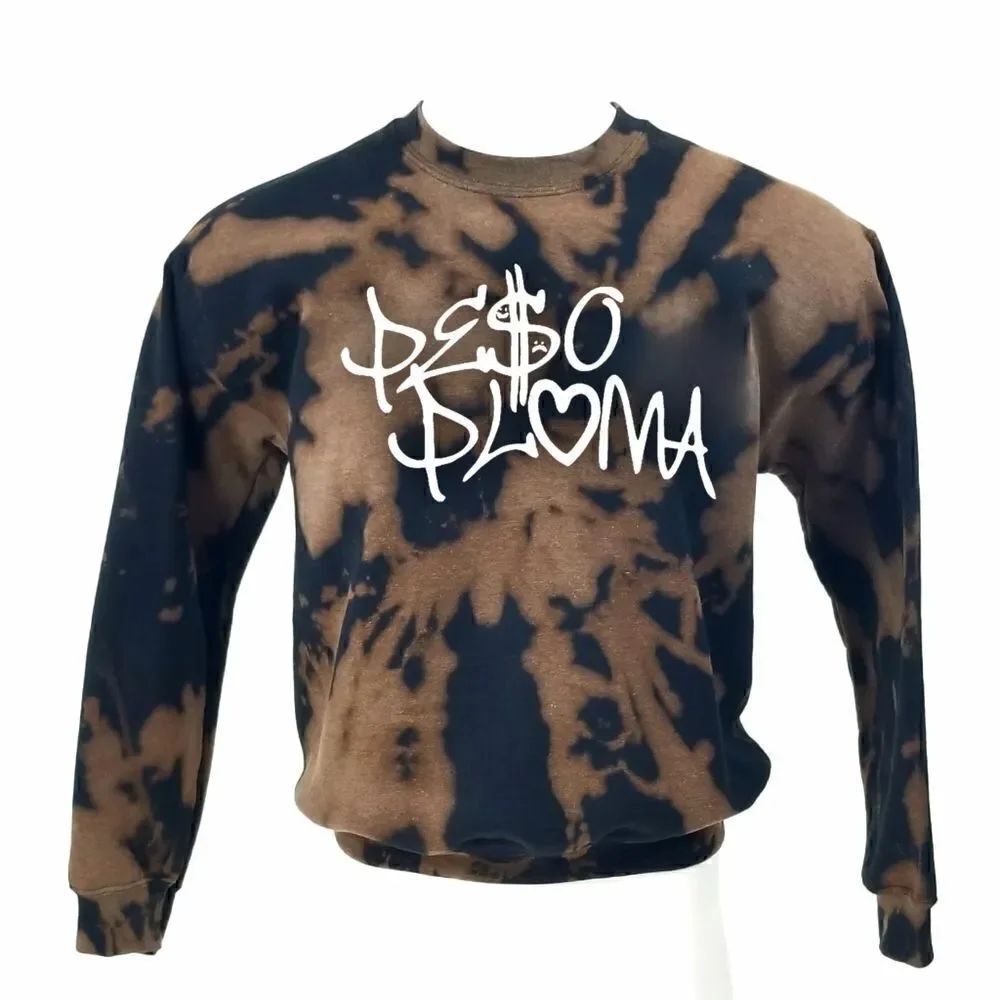 PESO PLUMA Mexican Band Acid Washed Pullover Crewneck Sweatshirt rock tee rap